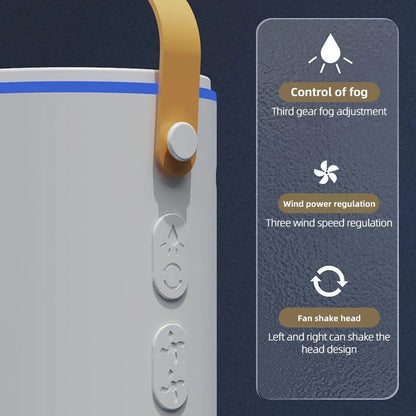 🌀 Ventilador Doble Cabezal Portátil Recargable+Humidificador+Luces RGB 🌀